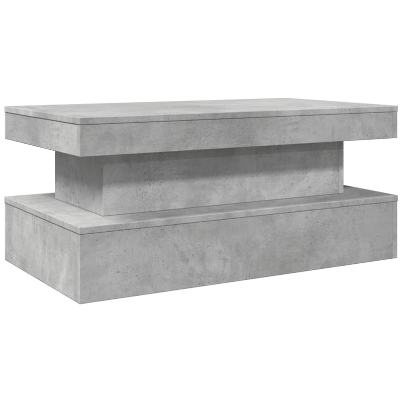 Coffee Table with LED Lights Concrete Grey 90x50x40 cm