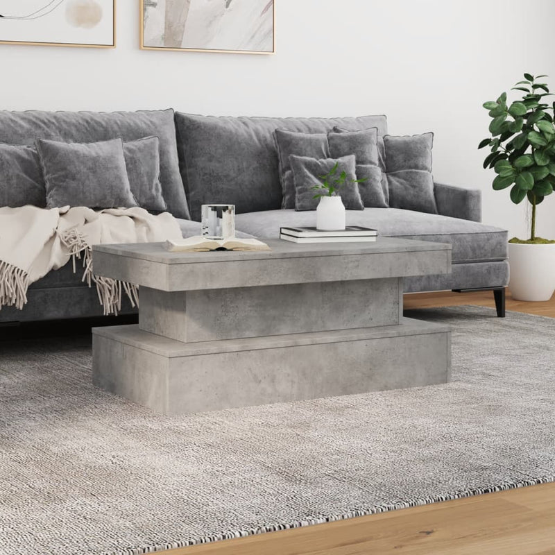 Coffee Table with LED Lights Concrete Grey 90x50x40 cm