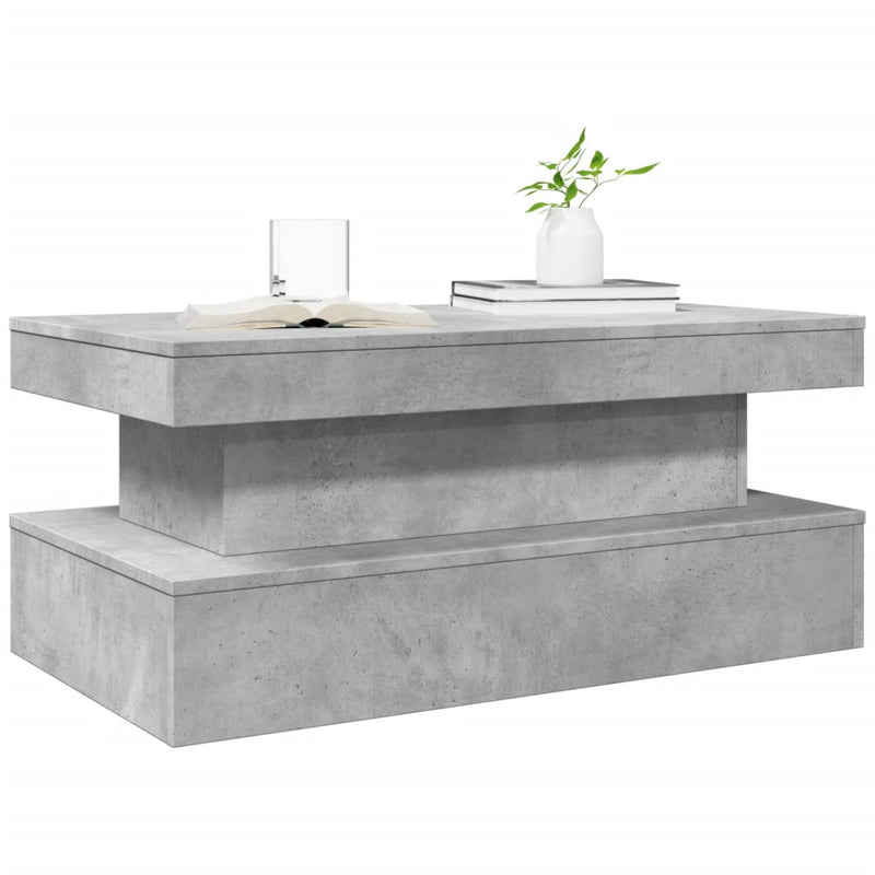 Coffee Table with LED Lights Concrete Grey 90x50x40 cm