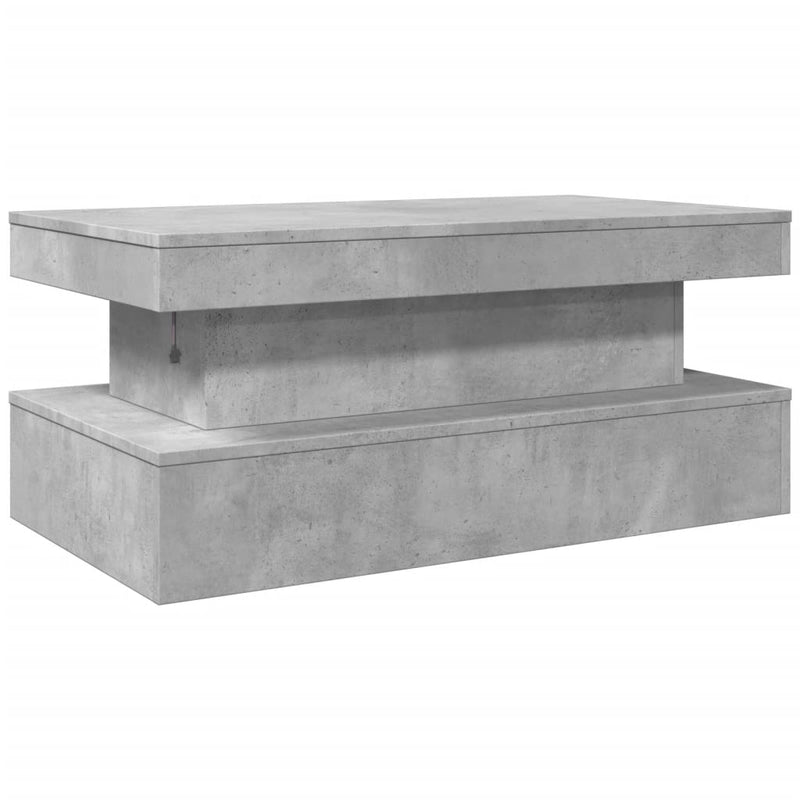 Coffee Table with LED Lights Concrete Grey 90x50x40 cm