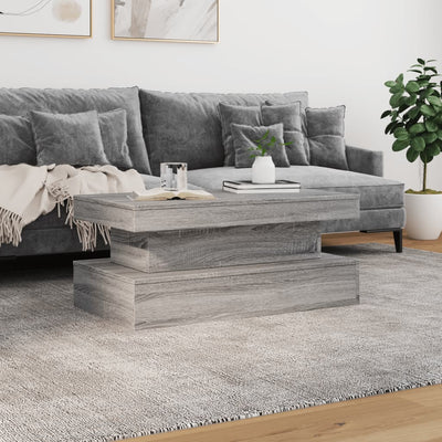 Coffee Table with LED Lights Grey Sonoma 90x50x40 cm