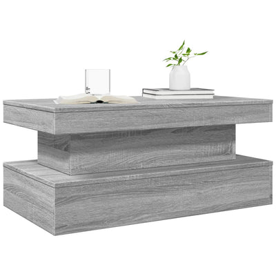 Coffee Table with LED Lights Grey Sonoma 90x50x40 cm