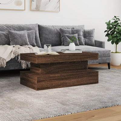 Coffee Table with LED Lights Brown Oak 90x50x40 cm