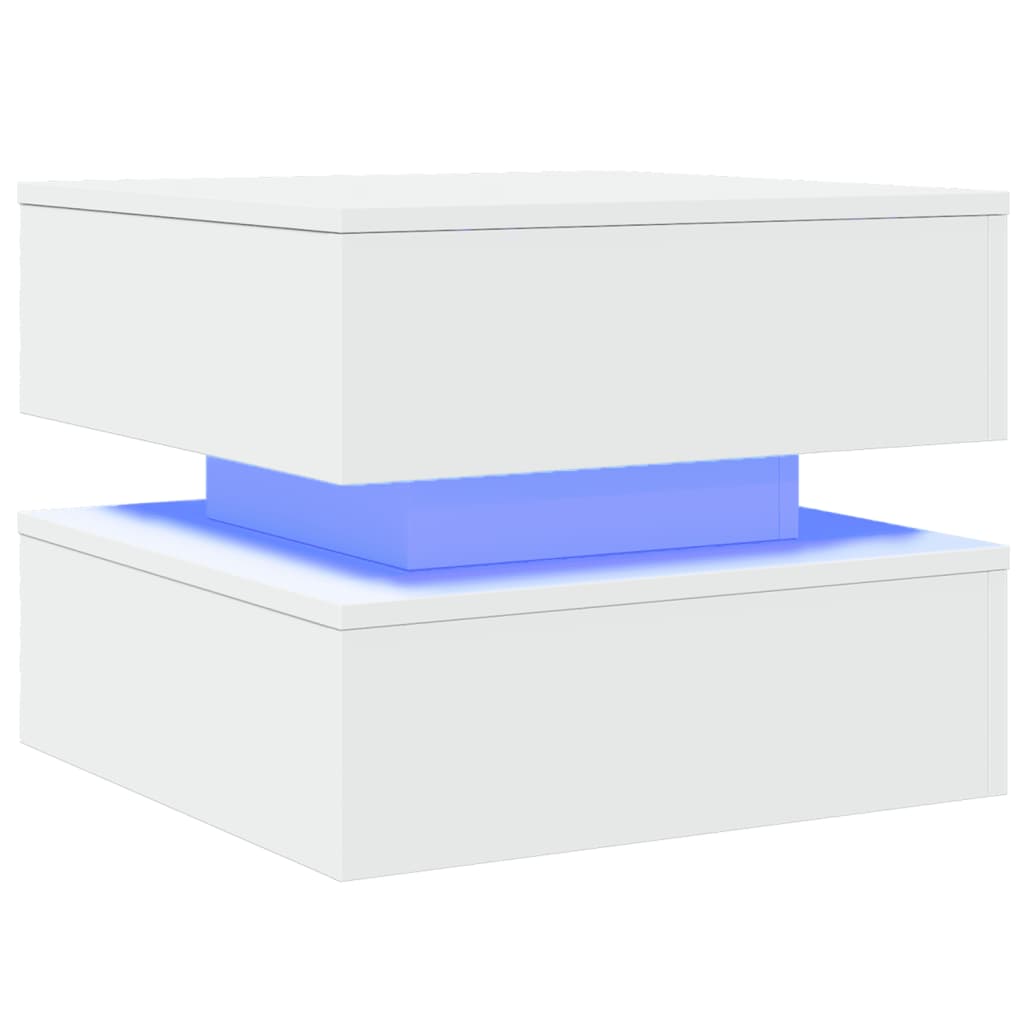 vidaXL Coffee Table with LED Lights White 50x50x40 cm 3