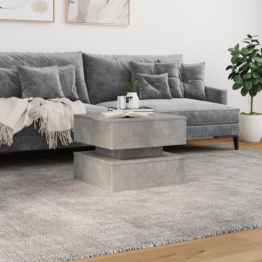 vidaXL Coffee Table with LED Lights Concrete Grey 50x50x40 cm 4