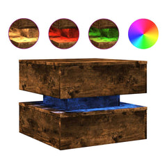 vidaXL Coffee Table with LED Lights Smoked Oak 50x50x40 cm 2