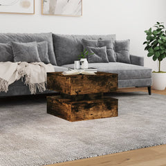 vidaXL Coffee Table with LED Lights Smoked Oak 50x50x40 cm 4