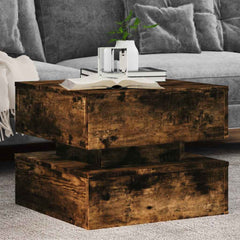 vidaXL Coffee Table with LED Lights Smoked Oak 50x50x40 cm 1