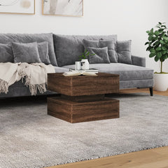 vidaXL Coffee Table with LED Lights Brown Oak 50x50x40 cm 4