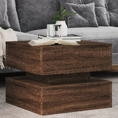 vidaXL Coffee Table with LED Lights Brown Oak 50x50x40 cm 1