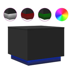 vidaXL Coffee Table with LED Lights Black 50x50x40 cm 2