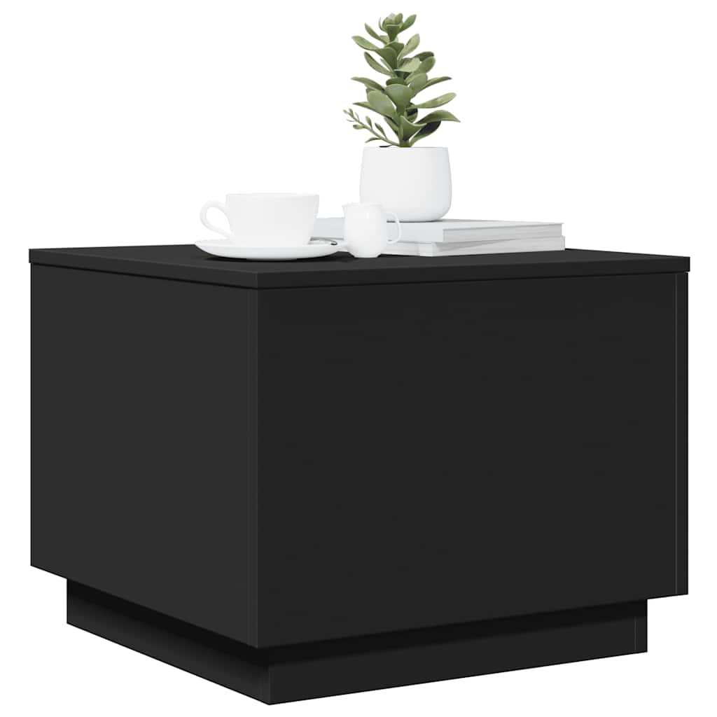 vidaXL Coffee Table with LED Lights Black 50x50x40 cm 6