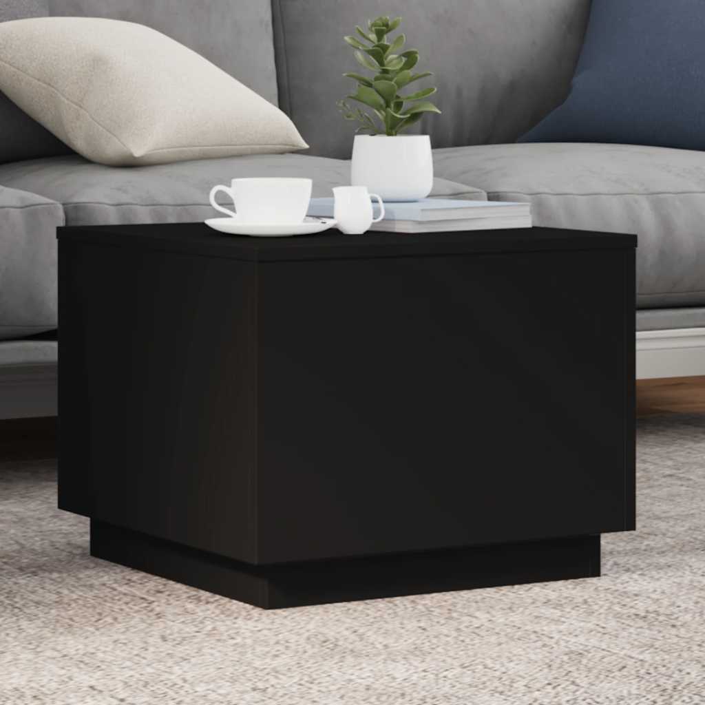 vidaXL Coffee Table with LED Lights Black 50x50x40 cm 1