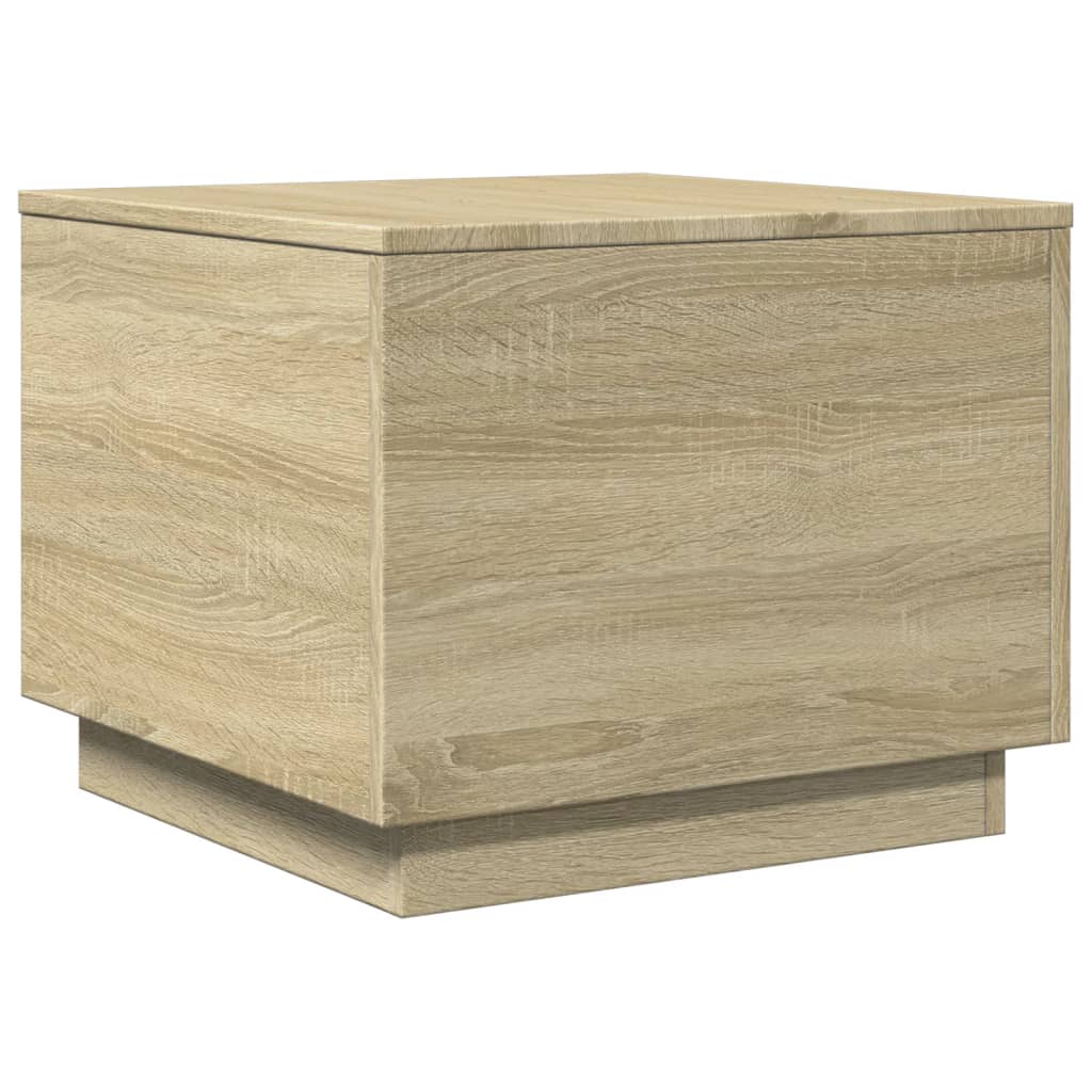 vidaXL Coffee Table with LED Lights Sonoma Oak 50x50x40 cm 3