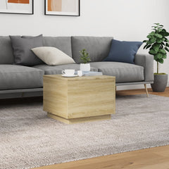 vidaXL Coffee Table with LED Lights Sonoma Oak 50x50x40 cm 4