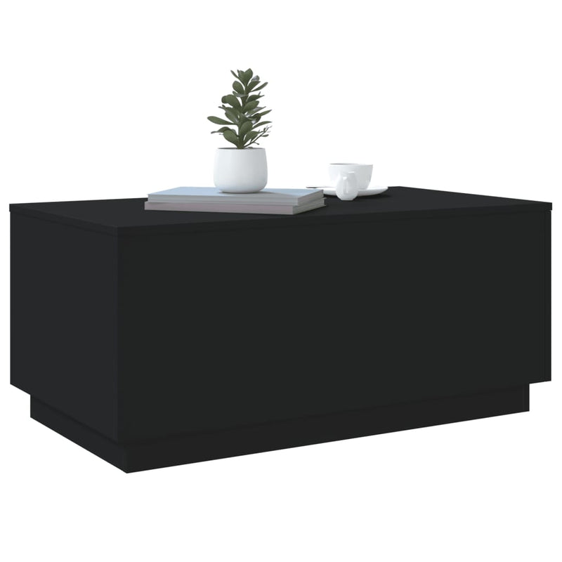 Coffee Table with LED Lights Black 90x50x40 cm