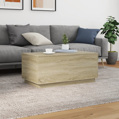 Coffee Table with LED Lights Sonoma Oak 90x50x40 cm