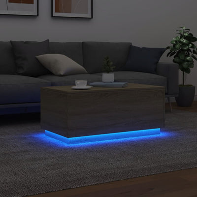 Coffee Table with LED Lights Sonoma Oak 90x50x40 cm