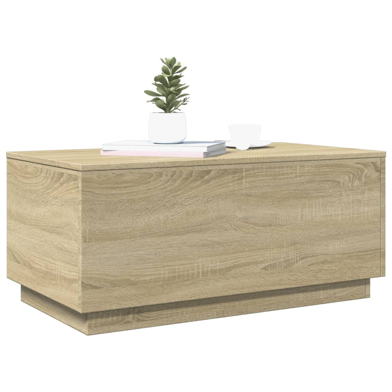 Coffee Table with LED Lights Sonoma Oak 90x50x40 cm