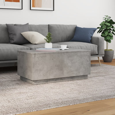 Coffee Table with LED Lights Concrete Grey 90x50x40 cm