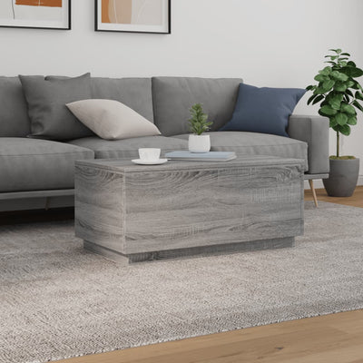 Coffee Table with LED Lights Grey Sonoma 90x50x40 cm