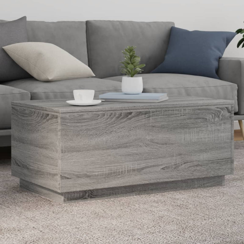 Coffee Table with LED Lights Grey Sonoma 90x50x40 cm