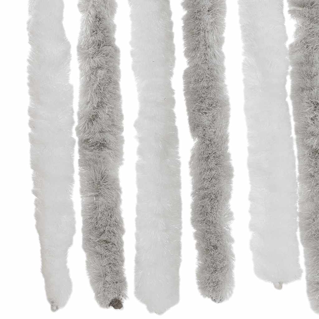 vidaXL Fly Curtain Light Grey and White 56x185 cm Chenille 5