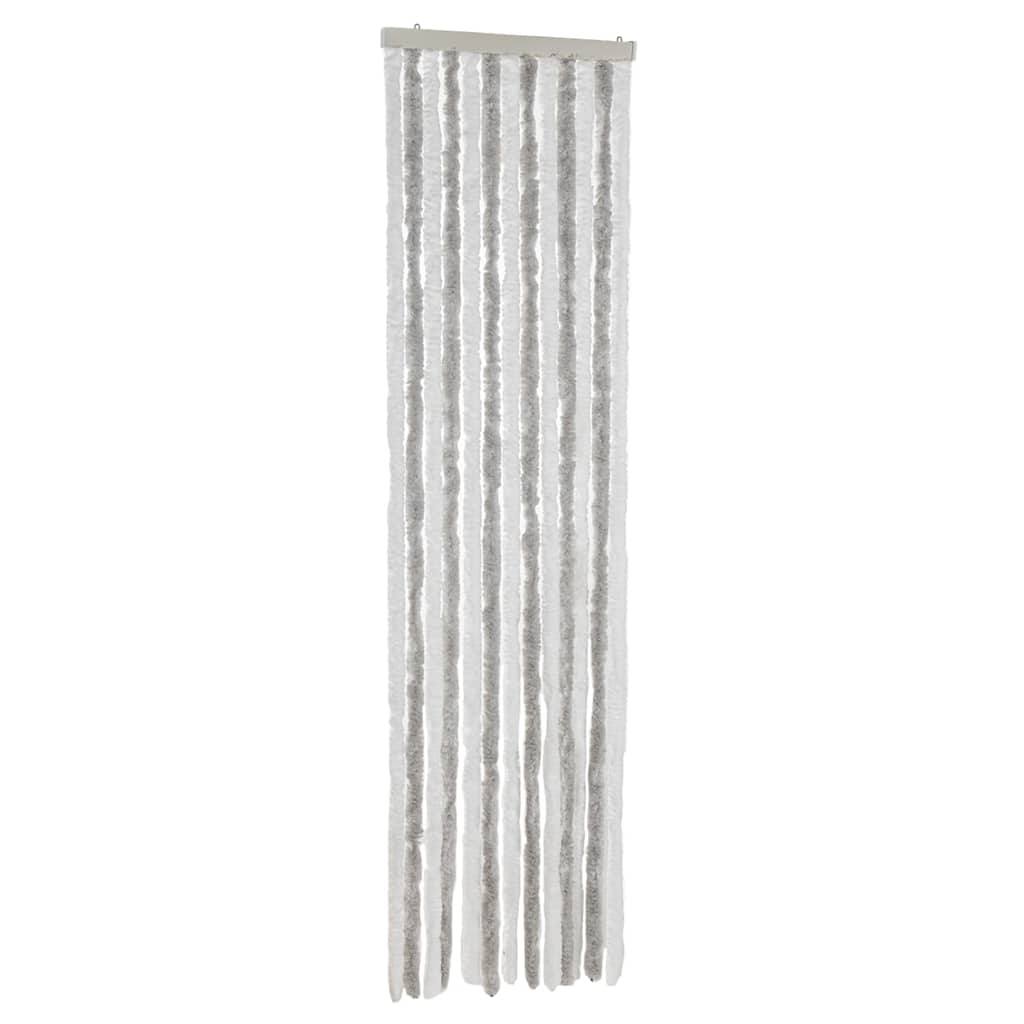 vidaXL Fly Curtain Light Grey and White 56x200 cm Chenille 2