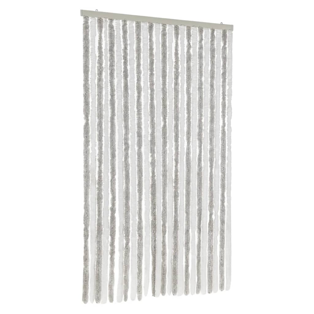 vidaXL Fly Curtain Light Grey and White 100x220 cm Chenille 2