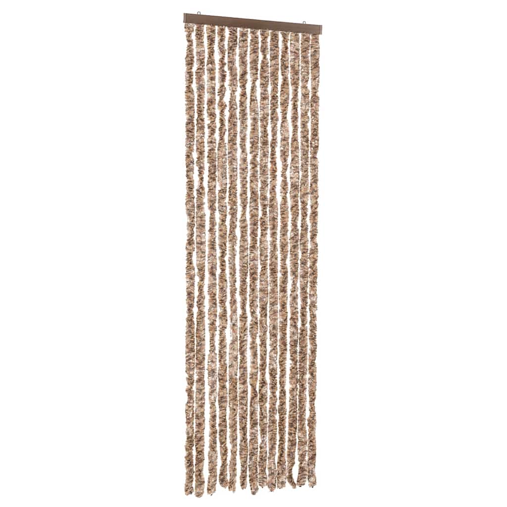 vidaXL Fly Curtain Beige and Dark Brown 56x185 cm Chenille 2