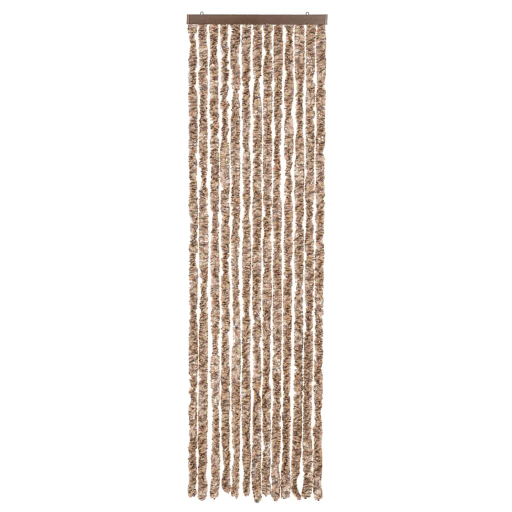 vidaXL Fly Curtain Beige and Dark Brown 56x185 cm Chenille 3