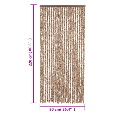 Fly Curtain Beige and Dark Brown 90x220 cm Chenille