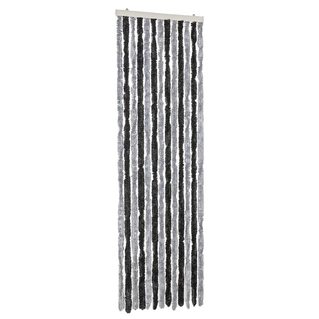 vidaXL Fly Curtain Grey and Black 56x185 cm Chenille 2