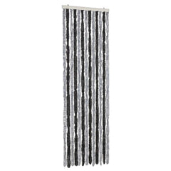 vidaXL Fly Curtain Grey and Black 56x185 cm Chenille 2
