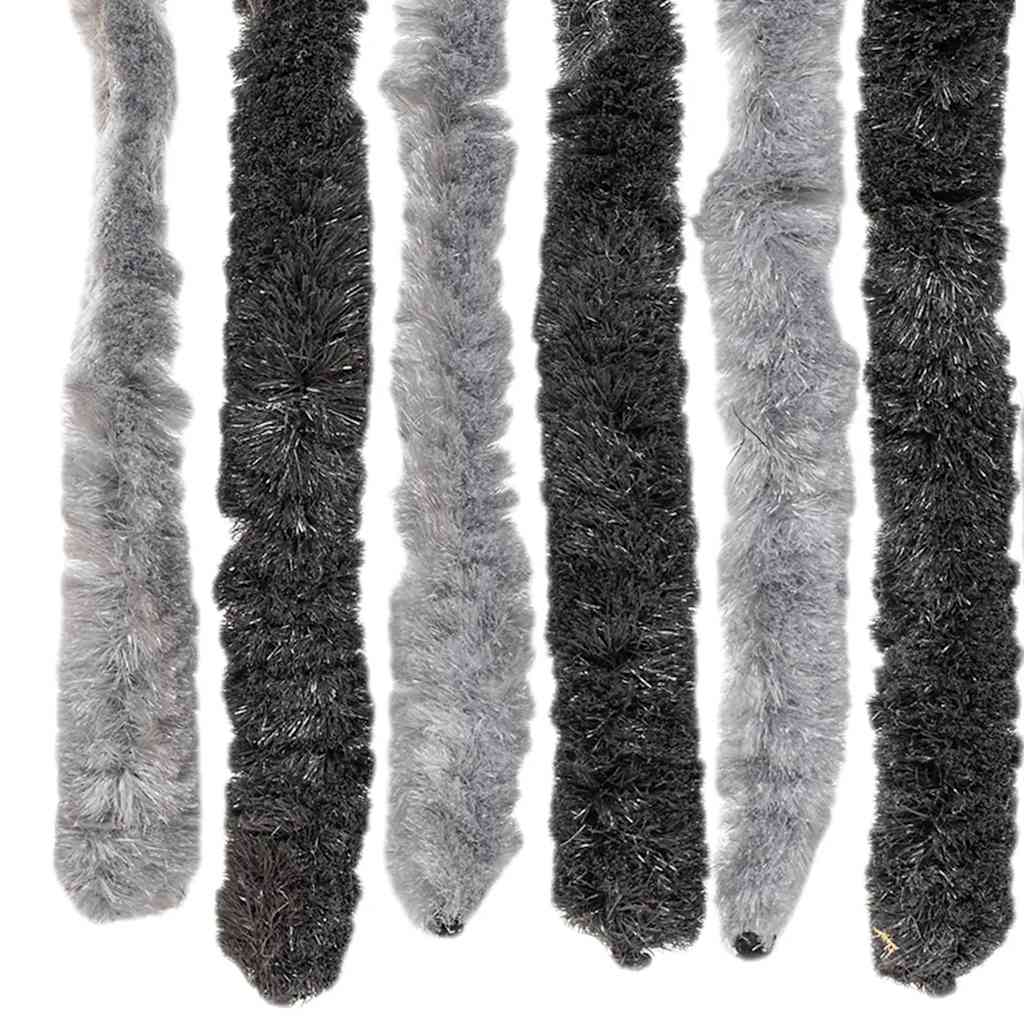 vidaXL Fly Curtain Grey and Black 56x185 cm Chenille 5