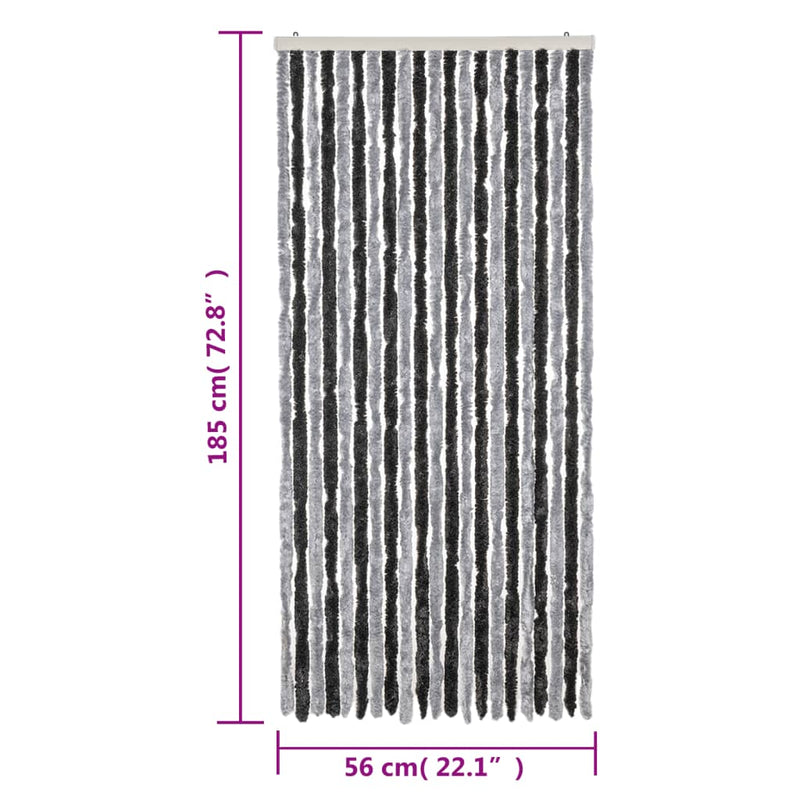 Fly Curtain Grey and Black 56x185 cm Chenille