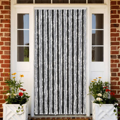 Fly Curtain 90x200 cm Chenille Grey and black