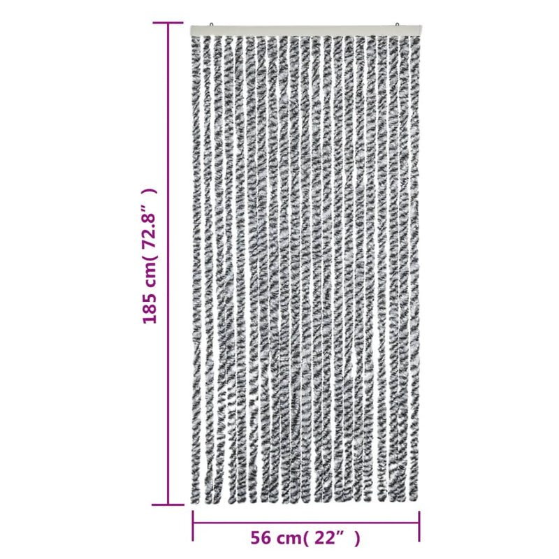 Fly Curtain Grey and Black and White 56x185 cm Chenille