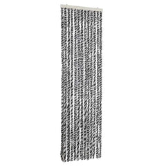 vidaXL Fly Curtain Grey and Black and White 56x200 cm Chenille 2