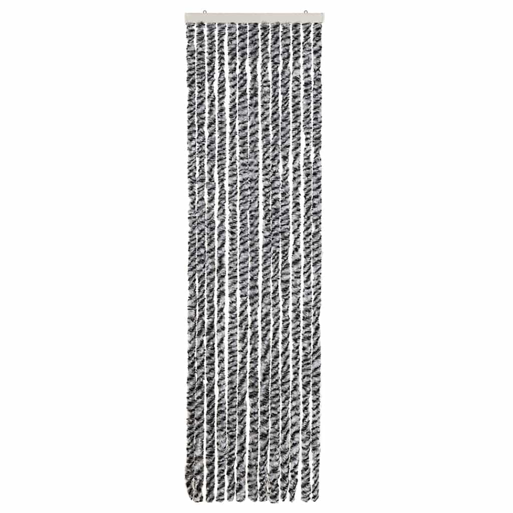 vidaXL Fly Curtain Grey and Black and White 56x200 cm Chenille 3