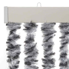 vidaXL Fly Curtain Grey and Black and White 56x200 cm Chenille 4