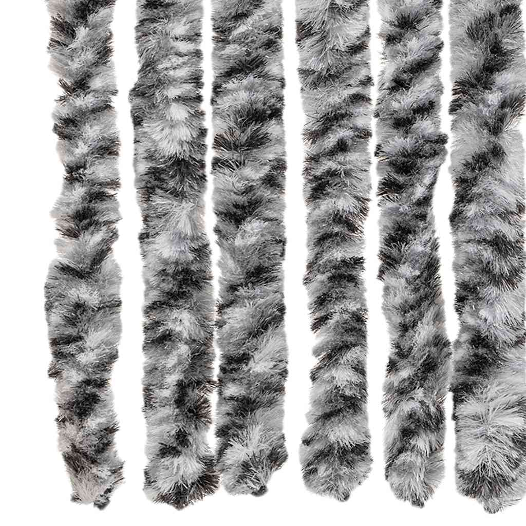 vidaXL Fly Curtain Grey and Black and White 56x200 cm Chenille 5