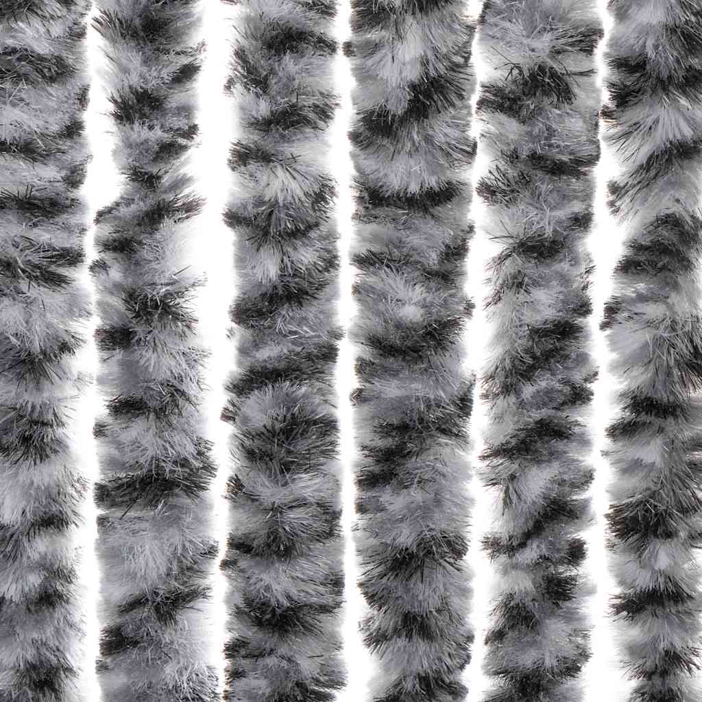 vidaXL Fly Curtain Grey and Black and White 56x200 cm Chenille 6