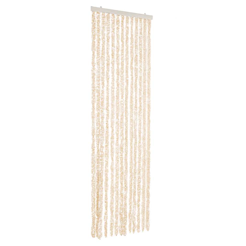 vidaXL Fly Curtain Beige and White 56x200 cm Chenille 2