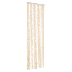 vidaXL Fly Curtain Beige and White 56x200 cm Chenille 2