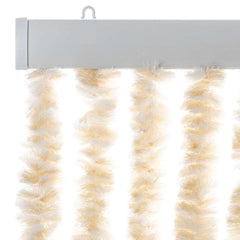 vidaXL Fly Curtain Beige and White 56x200 cm Chenille 4