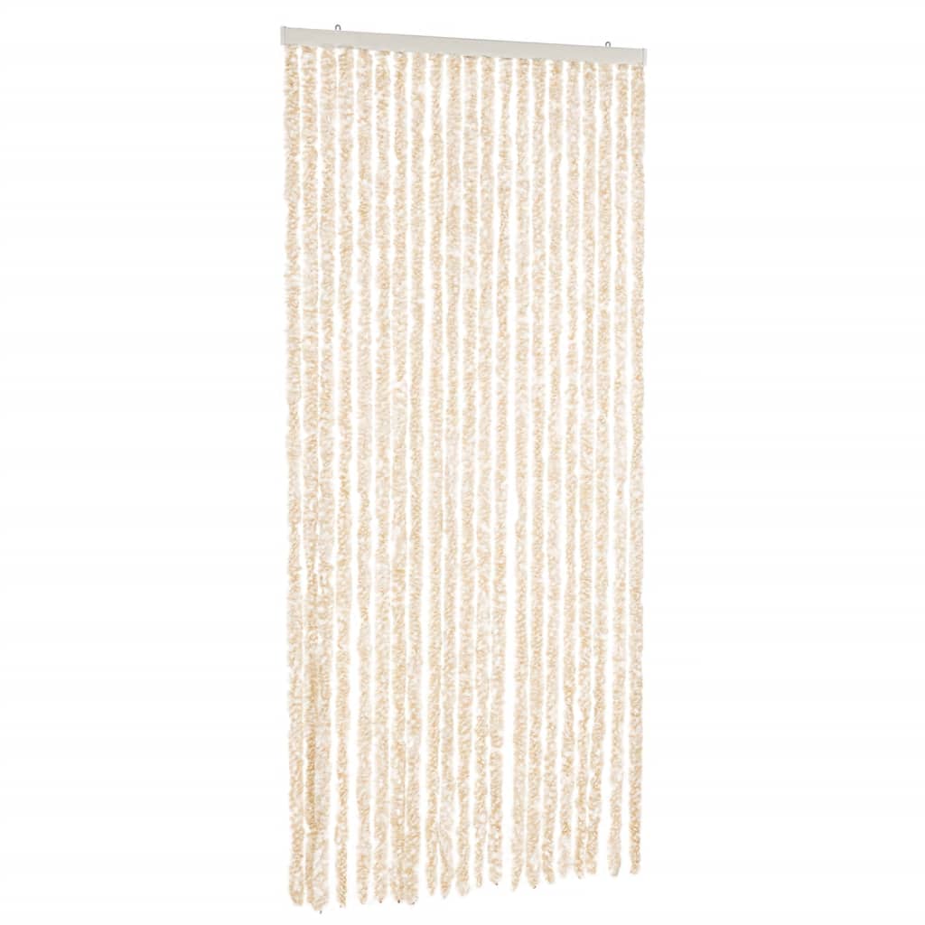 Fly Curtain 90x200 cm Chenille Beige and white