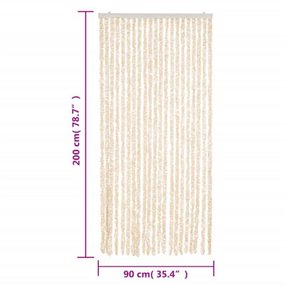 Fly Curtain Beige and White 90x200 cm Chenille