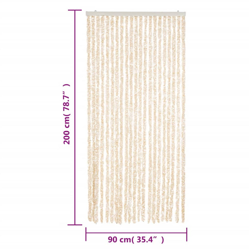 Fly Curtain Beige and White 90x200 cm Chenille