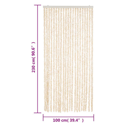 Fly Curtain Beige and White 100x230 cm Chenille